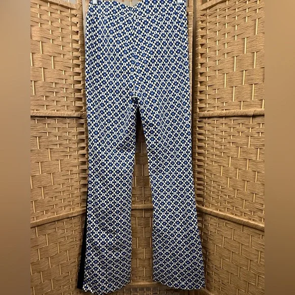 Anthropologie Maeve Black and Blue Geometric Print High Rise Flare Pants Small - Picture 7 of 10